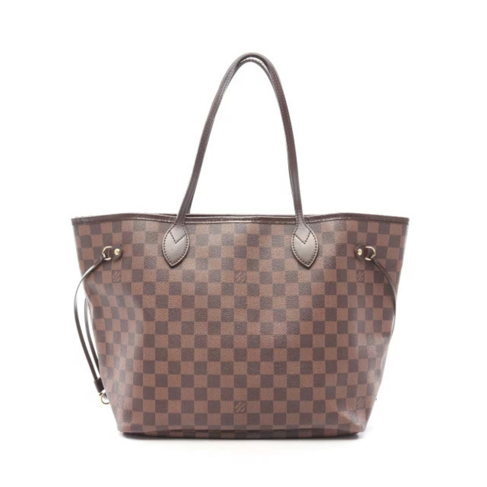Louis Vuitton Neverfull Tote Bag Canvas Leather Damier Brown